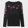 Korean Style Embroidered Long-Sleeve Gauze T-Shirt for Women