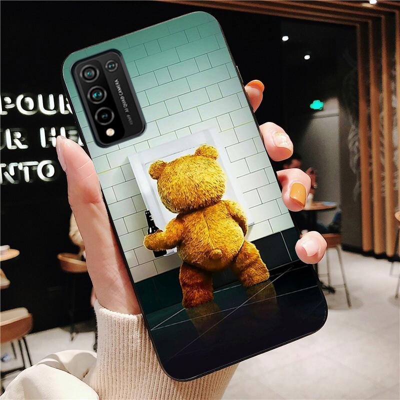 Cute Teddy Bear Beer Phone Case for Huawei Honor 50 10X Lite 20 7A 7C 8X 9X Pro 9A 8A 8S 9S 10i 20S 20lite 7X 10 Lite