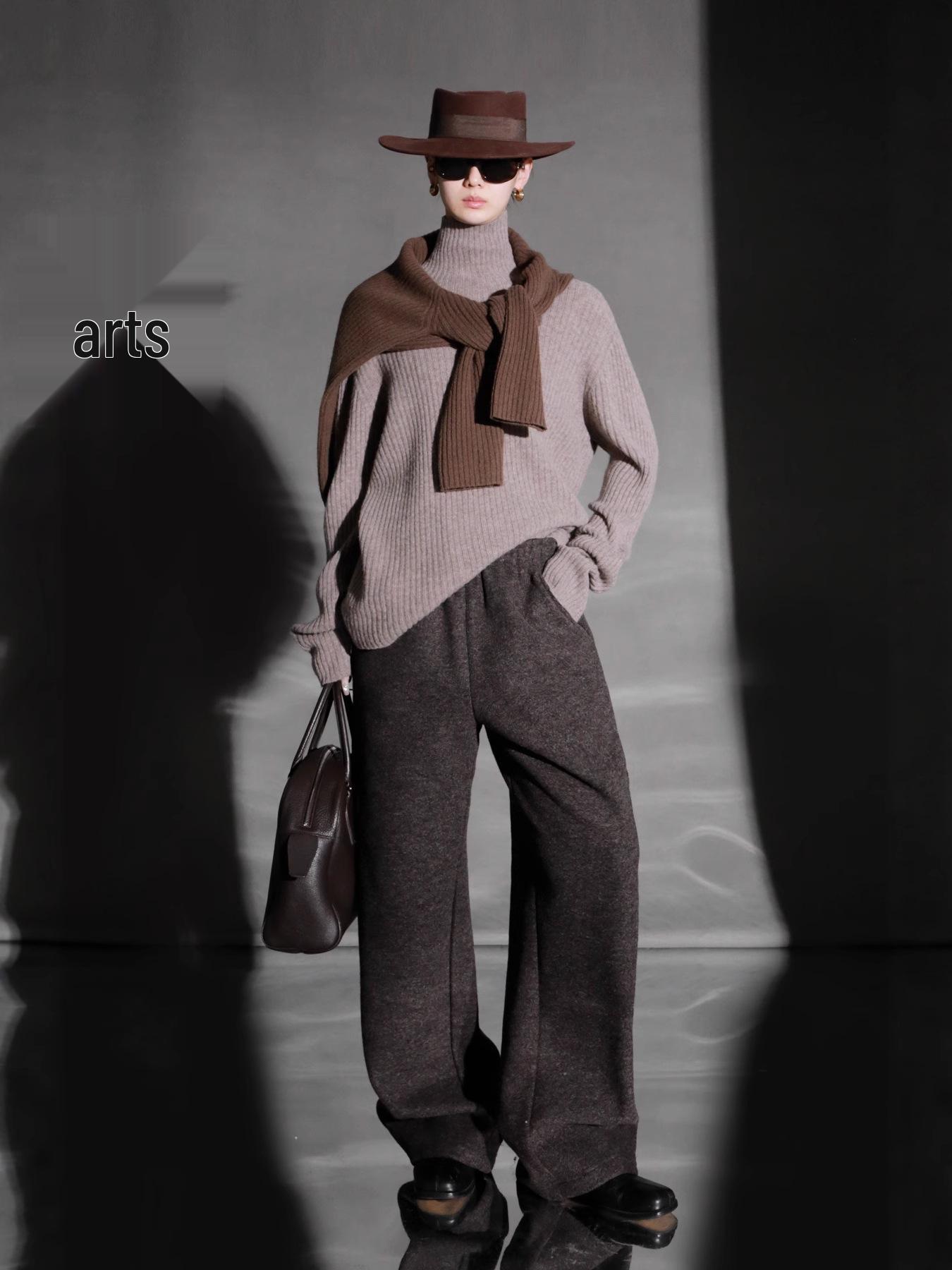 

Women s Slim Straight-Leg Pants: High-Grade Wool with Fleece Lining, Drawstring Waist, Versatile Wide-Leg, New Autumn/Winter Style. Extra Extra Large светло-серый