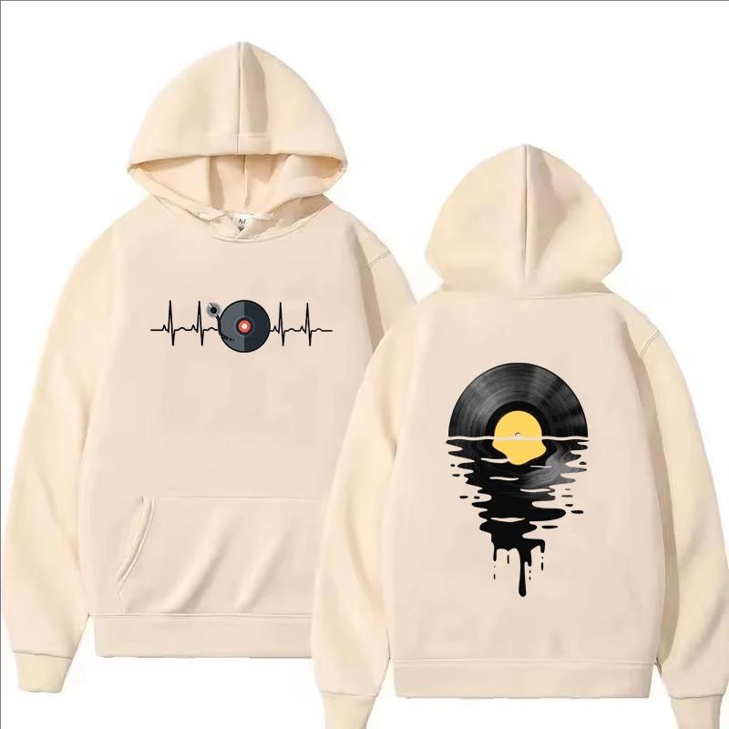 Vinyl Record Printed Hoodie Autumn Winter Men Women Casual Classical Fashion Loose O-Neck Long Sleeve Tops Sweatshirts