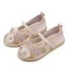 Girls' Ancient Style Hanfu Shoes: Rabbit Embroidered, Handmade, Mesh Cloth, Spring-Autumn, Old Beijing Design, Cute and Classic for Children.