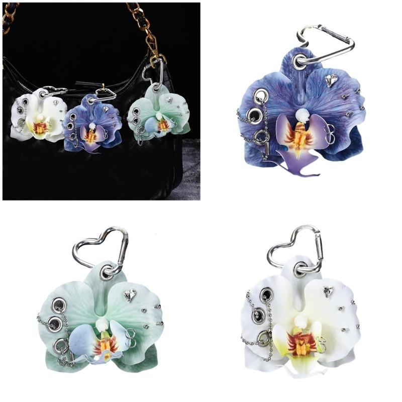 Texturierter Phalaenopsis Schlüsselanhänger Künstlerisches Design Schlüsselanhänger Anhänger Mehrzweck-Accessoire Hängeanhänger