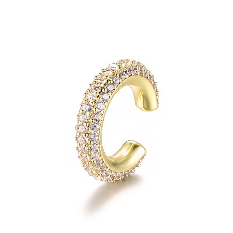 

IPC Round C Shape Cartilage Clip Earrings For Women Fake No Pierced Earrings AAAA Zirconia Geometric Zircon Gold Copper Color