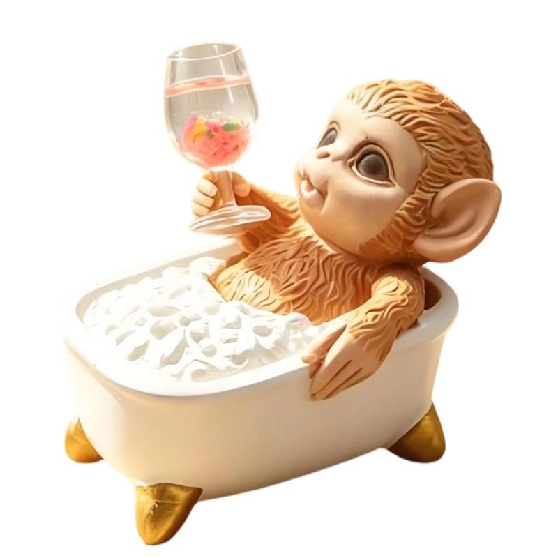 Monkey Figurine with Distinct Animal Character and Textured Form, Display Accent for Studies, Bedrooms, Desks, and Shelves