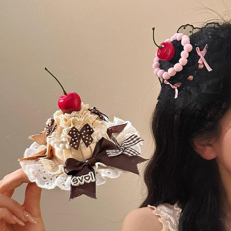 Lolita Lace Cake Hair Clip Cute Children Hairpins Headdress Hair Accessories Kawaii Women Girls Hair Ornament