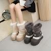 Winter Fashion~ Vintage Snowflake Embroidery Splicing Lace Strap Snow Boots Round Head Platform Cotton Boots