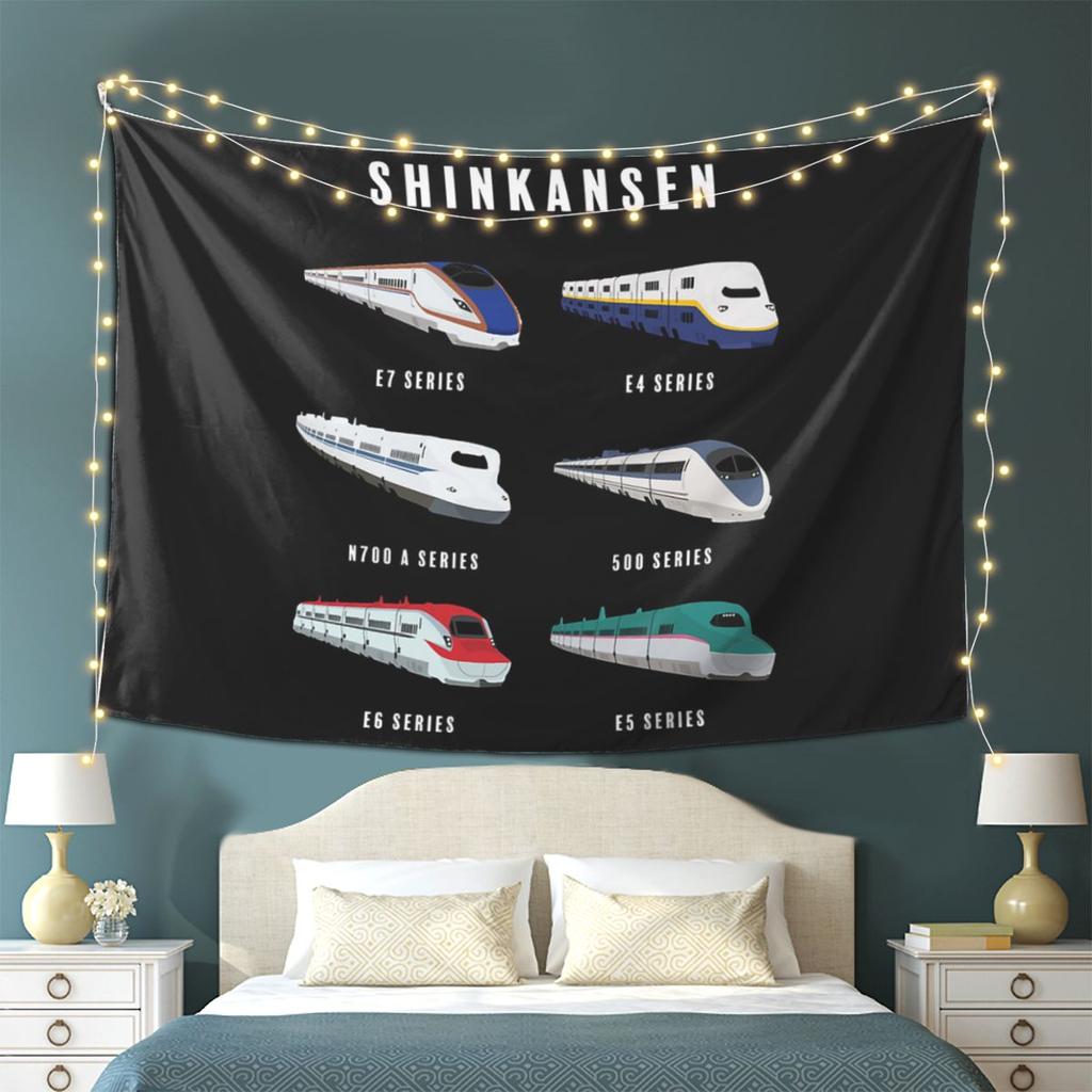 Japanese Shinkansen Bullet Trains Tapestry Wall Hanging Aesthetic Home Decor Tapestries for Living Room Bedroom