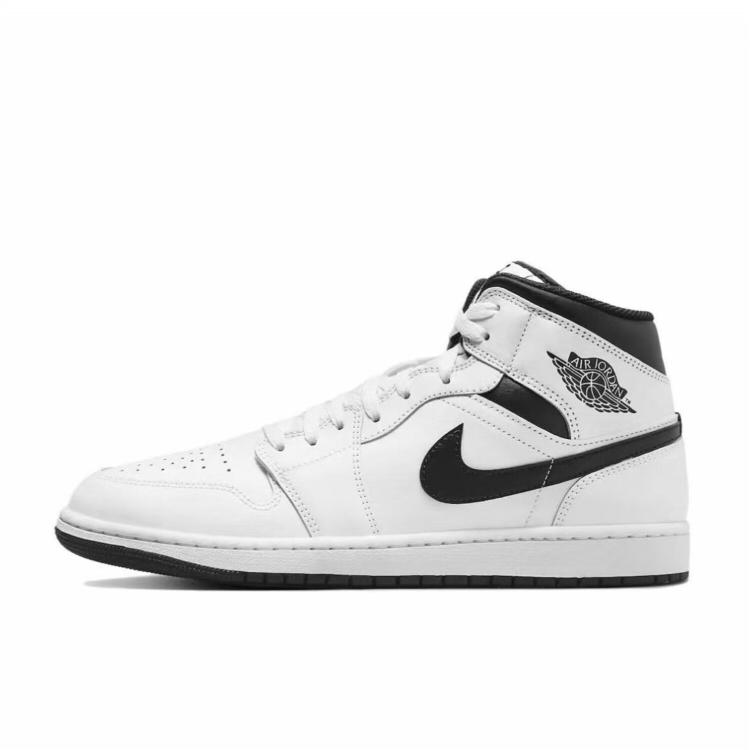 Jordan Air Jordan 1 Slip Resistant Mid top Vintage Basketball Shoes Men's White Black DQ8426-132(Team352-)