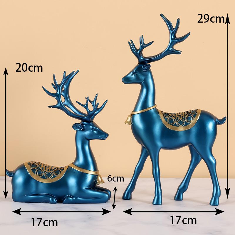1 Pair of Resin Deer Ornaments, High-end Creative Wine Cabinet Living Room Office Desktop Decoration Housewarming Gift