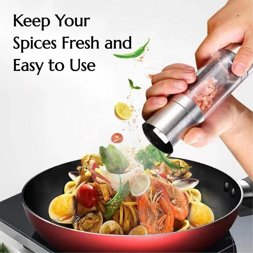 2 In 1 Stainless Steel Salt and Pepper Grinder Set Double Head Salt and Pepper Grinder Manual Salt and Pepper Mill Grinder New