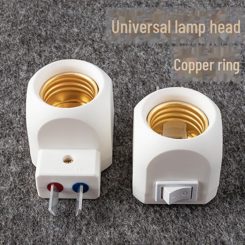 E27 Stainless Steel LED Lamp Holder with Switch – Universal Screw Conversion Fixture