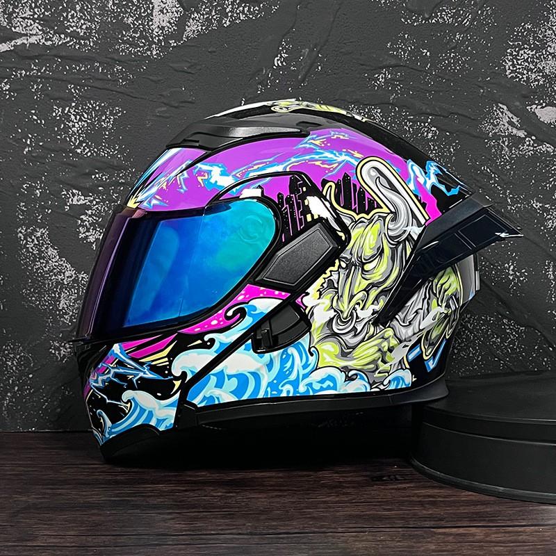 JIEKAI Flip-Up Motorcycle Helmet Women Couples Dual Lens Full Face Scooter Riding ABS Material