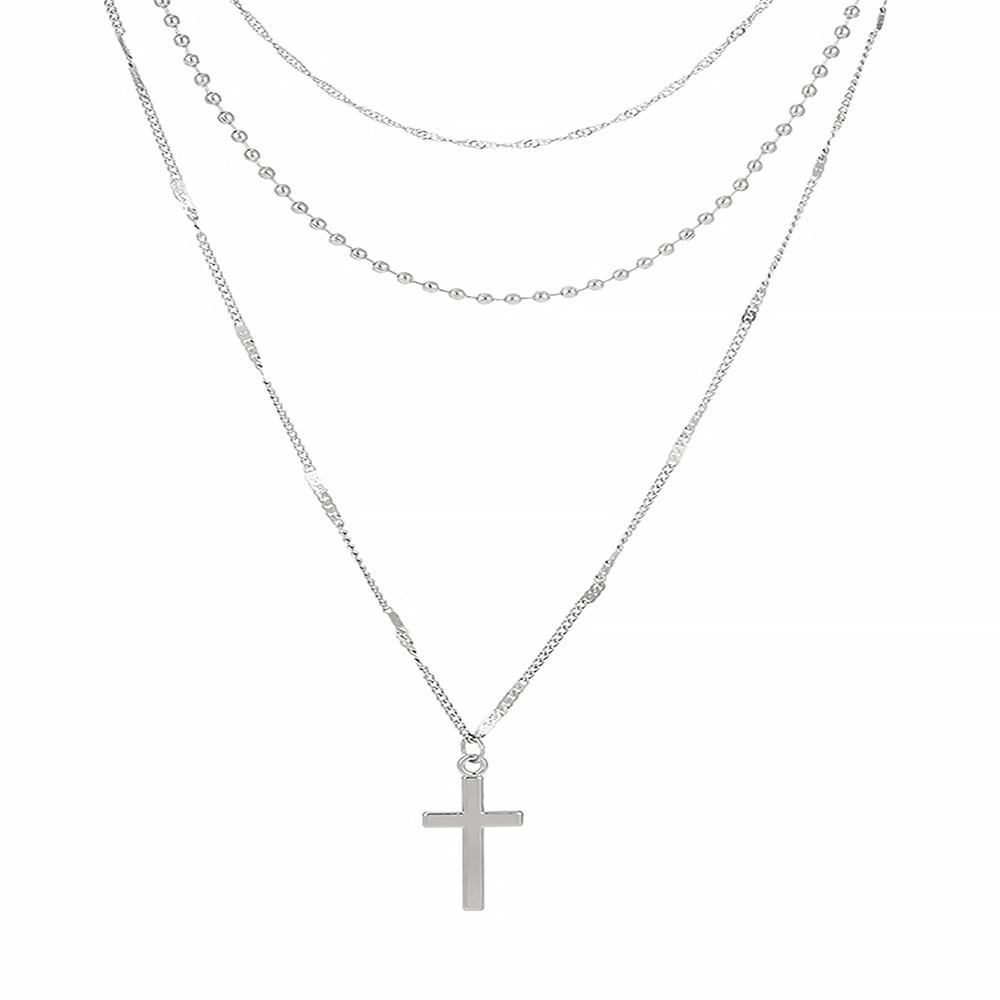 Stylish Alloy Cross Pendant Necklace In Trendy Gold And Silver For Fashion Womens