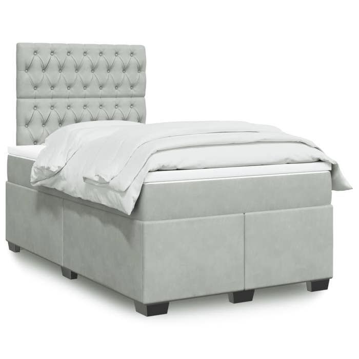 Cadre de lit avec matelas - Maison Exclusive - 120x200cm - Velours gris clair - Tête de lit réglable