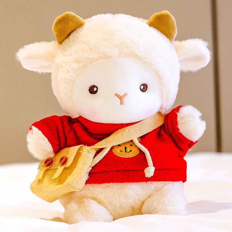 Cute Poker Lamb Doll Plush Toy Rag Doll Sleeping on the Bed Birthday Gift for Girls Dolls Pillow
