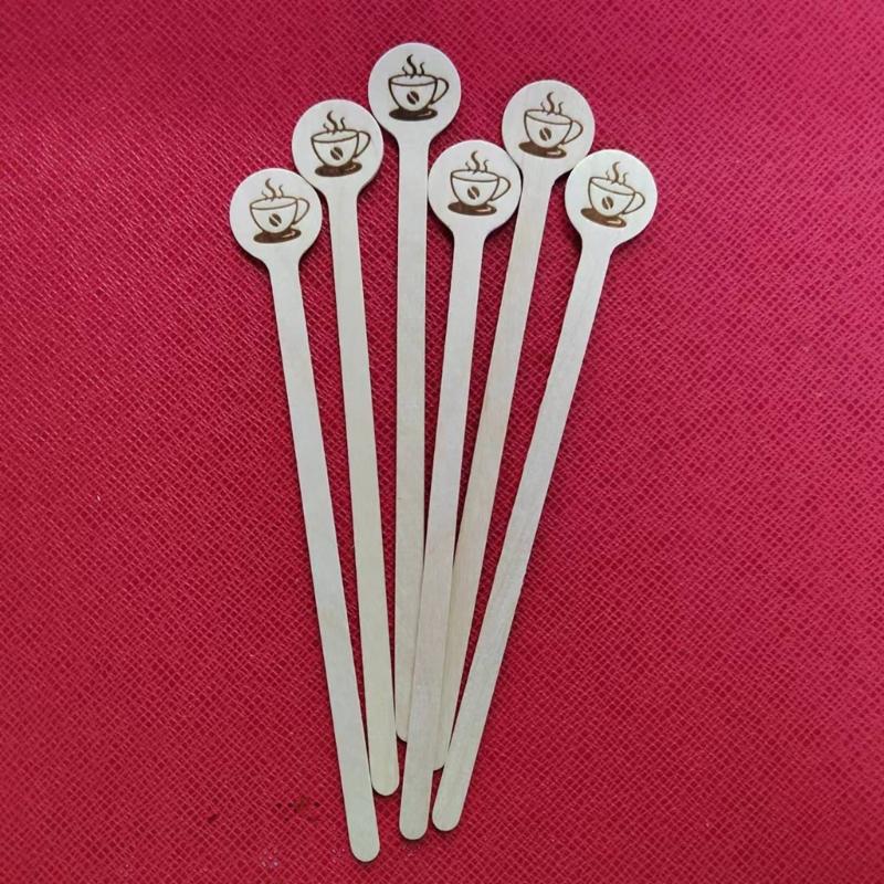 100 Count Wood Stir Stick for Coffee and Drinks 5.9Inch Stirring Rod Coffee Supplies Wood Beverage Mixer for Restaurant