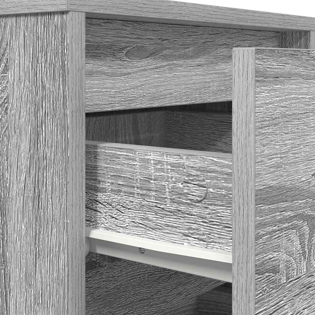 Nightstand with LED Lights Grey Sonoma 38 x 34 x 65 cm