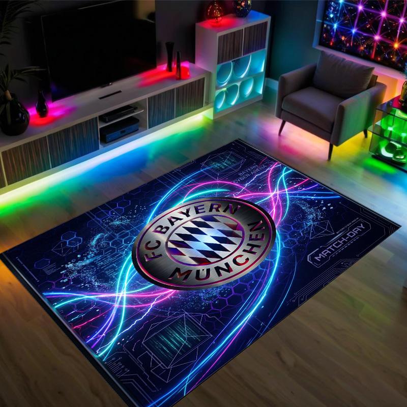 FC Bayern Design Kristall Samt Teppich Gemütlich Nicht?Rutschfester Teppich mit Aufdruck für Schlafzimmer Wohnzimmer Eingang