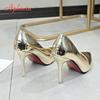 Fashion Aphixta 10cm Heels Women Pumps Shoes Pointed Toe Bling Gold Patent Leather Sexy Wedding Party Official Shoes Woman Big Size 48