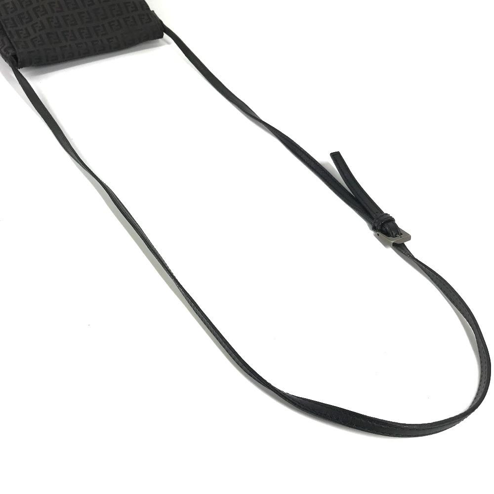FENDI Zucchino Logo Bag Crossbody Pochette Shoulder Bag Leather/Canvas Black