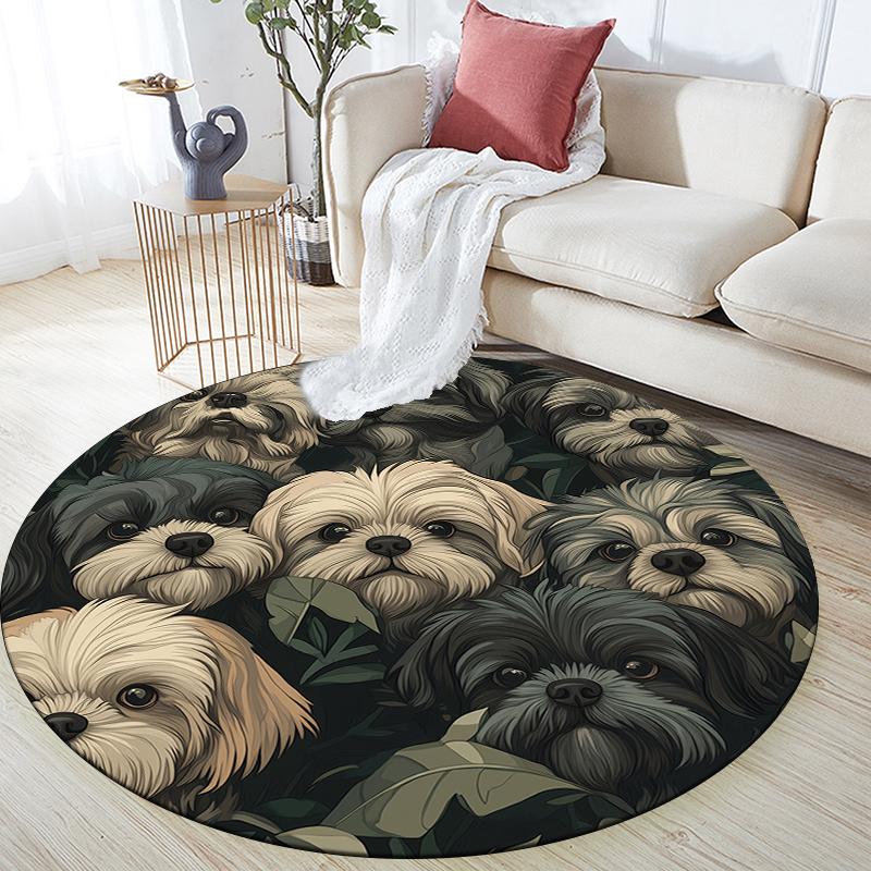 

Shih Tzu and Fallen Leaves pattern round rug,Carpet Rug for Living Room Bedroom Playroom Decor,Non-slip Floor Mat,Holiday Gifts and Birthday Gifts 80cmx80cm