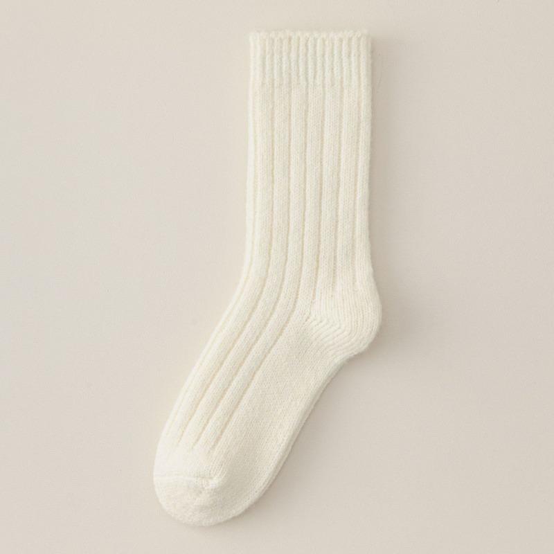 Lady Autumn Solid Color Simple Classic Thick Needle Wool Barrel Pile Socks