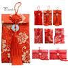 Faux Silk Red Envelope Chinese Wedding Red Pocket Lucky Money Hongbao Card Cash Envelope with Chinese Knot for New Year Spring Festival Wedding