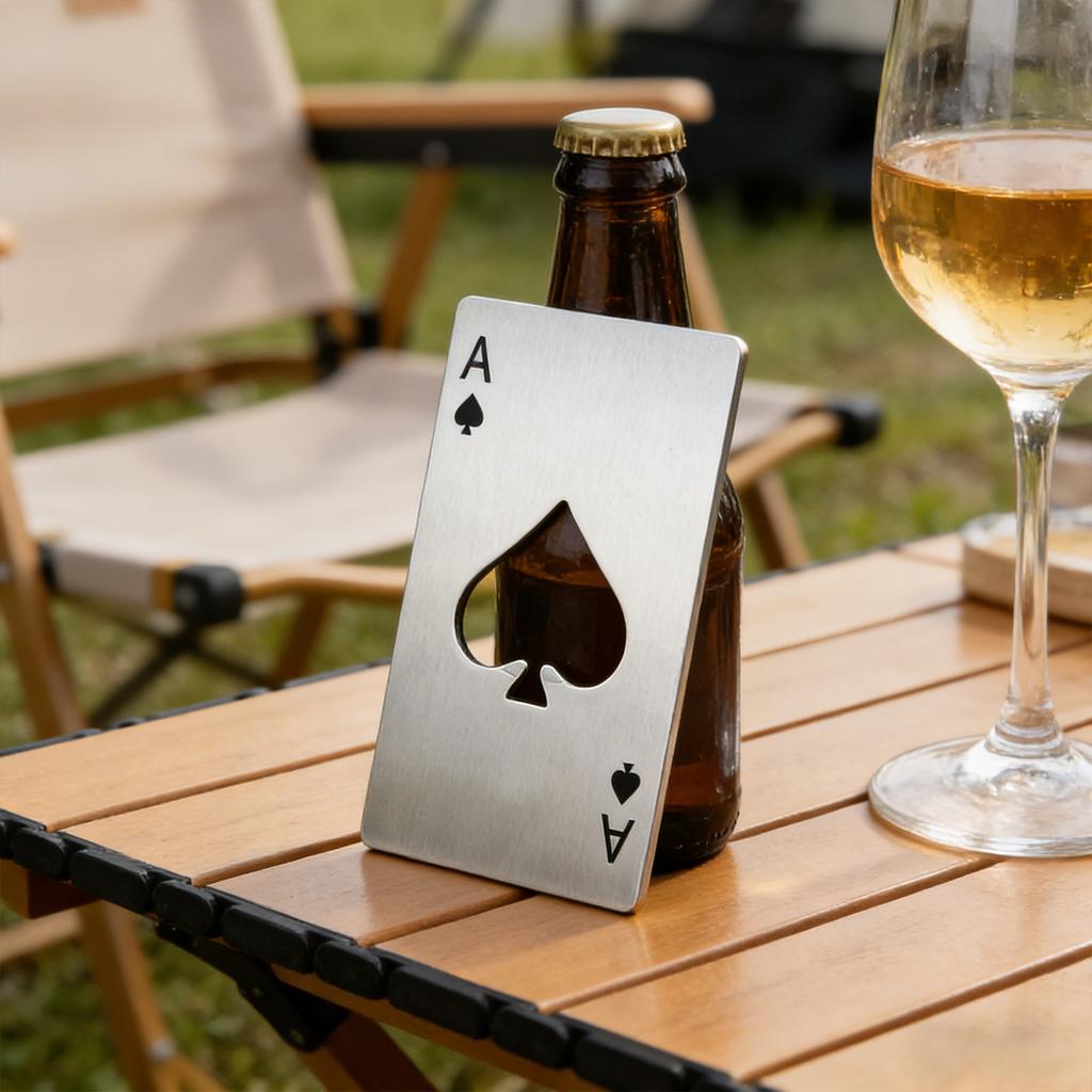 Stainless Steel Bottle Opener Spade A Shape Poker Design for Home Party Decoration