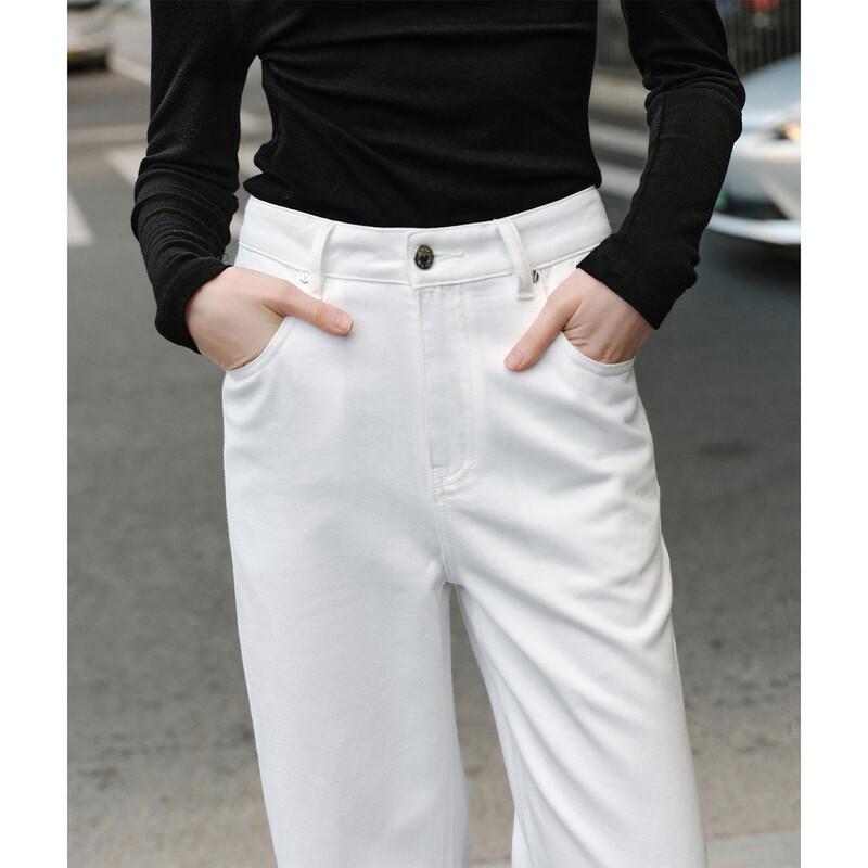 Giovanni Valentino Women's White High-Waist Straight Wide Leg Jeans
