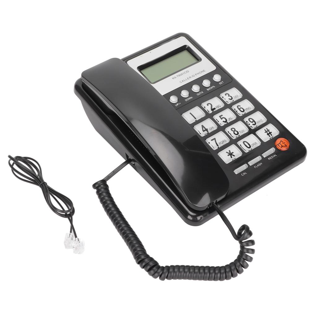 KXT8001CID Desktop Wired Phone Home Hotel Fixed Telephone with LCD Display Redial Function FSK DTMF(Black )