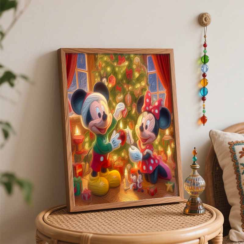 Disney Mickey Minnie Christmas oil painting art painting kit handmade diy gift home decoration wall decor holiday festive art supplies
