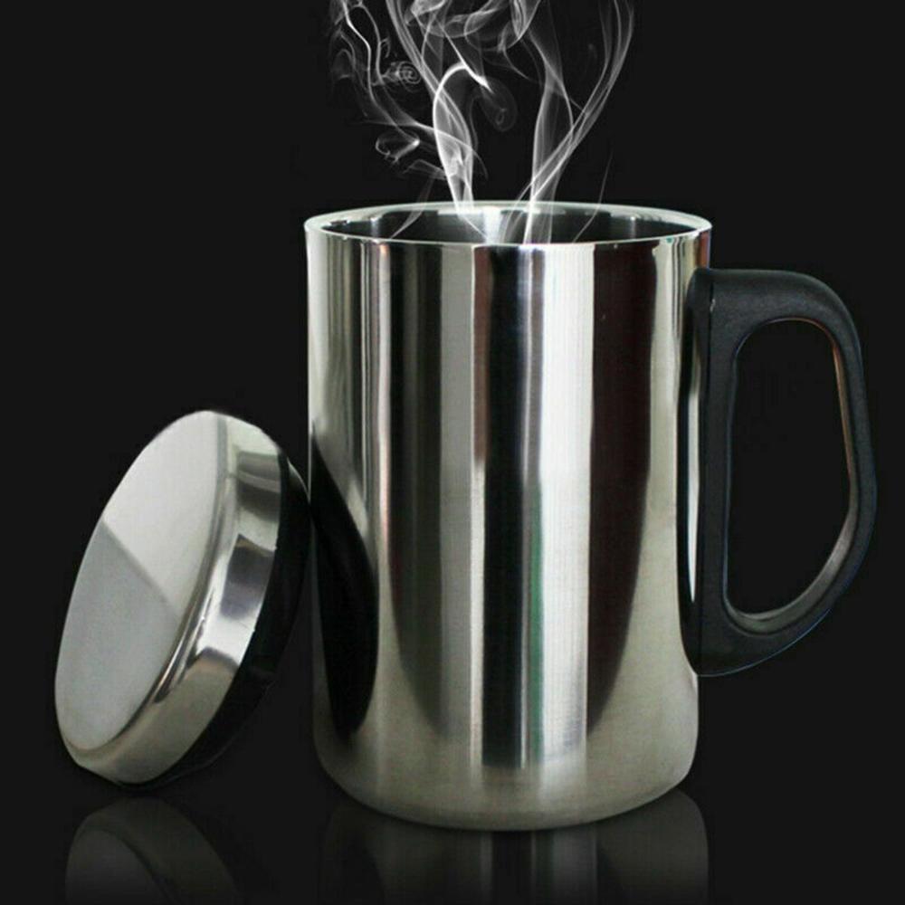 Double Walled Stainless Steel Travel Lid Thermal Water Bottle Tea Cup Vacuum Flask Coffee Mug