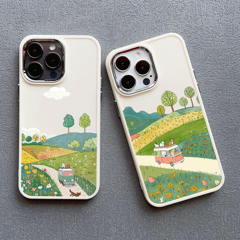 Flower Tree Kitten Silicone Phone Case For iPhone 12 11 Pro Max 16 15 14 13 Pro Max Plus X XR XS 7 8 Plus SE2 Shockproof Covers