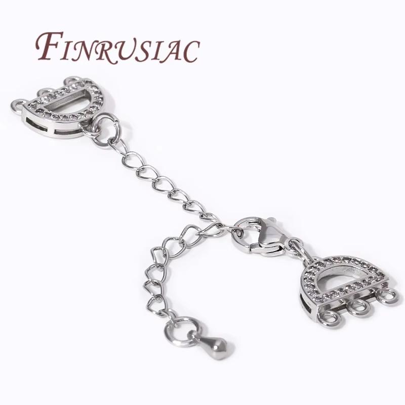 2 Sizes 18K Gold Plated Lobster Clasp with Extension Chain Connector For Jewelry Making,DIY Multi-row Pearl Necklace Accessories