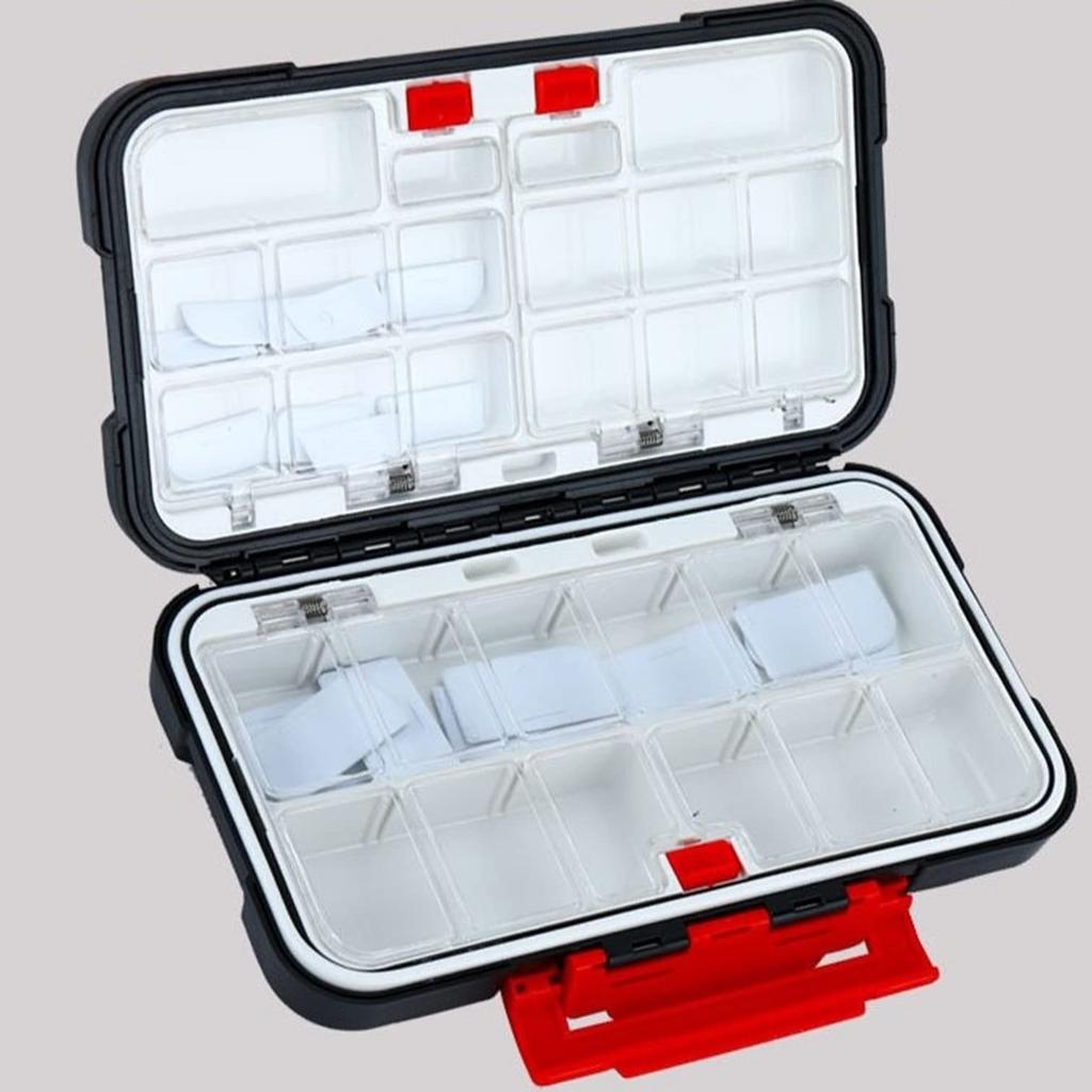 EXDUCT Fishing Tackle Storage Tool Tackle Set of 2 Case, Box, Box, Double-Sided Waterproof, Fishing, (Black + White)