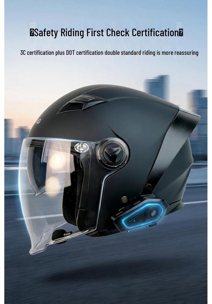 Cooles Bluetooth-Halbhelm-Fahrradhelm: Leicht, Doppelvisier, Lange Akkulaufzeit, 3C-zertifiziert, Komfortpassform, Überragende Klangqualität