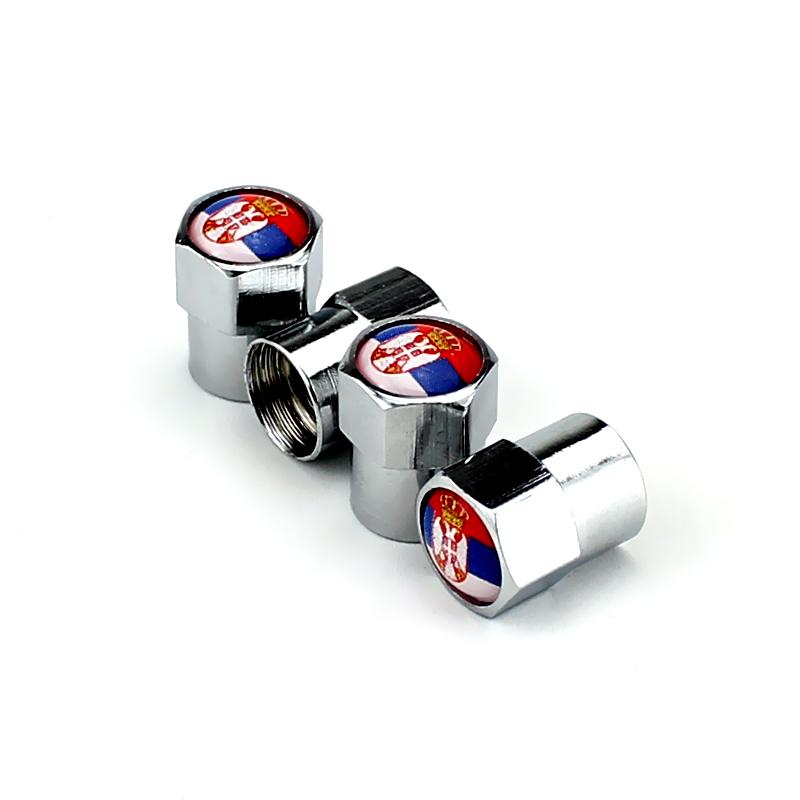 4PCS Serbia Flag Car Wheel Tire Valve Caps Tyre Stem For Volvo Skoda BMW Subaru Toyota Honda Volkswagen Ford Hyundai Nissan