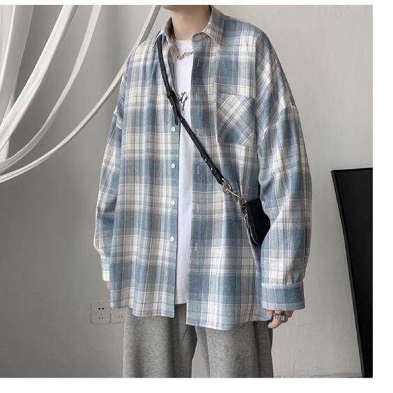 2024 Checkered Long Sleeved Shirt Ins Loose Shirt Men'S Summer Trend Versatile Casual Jacket