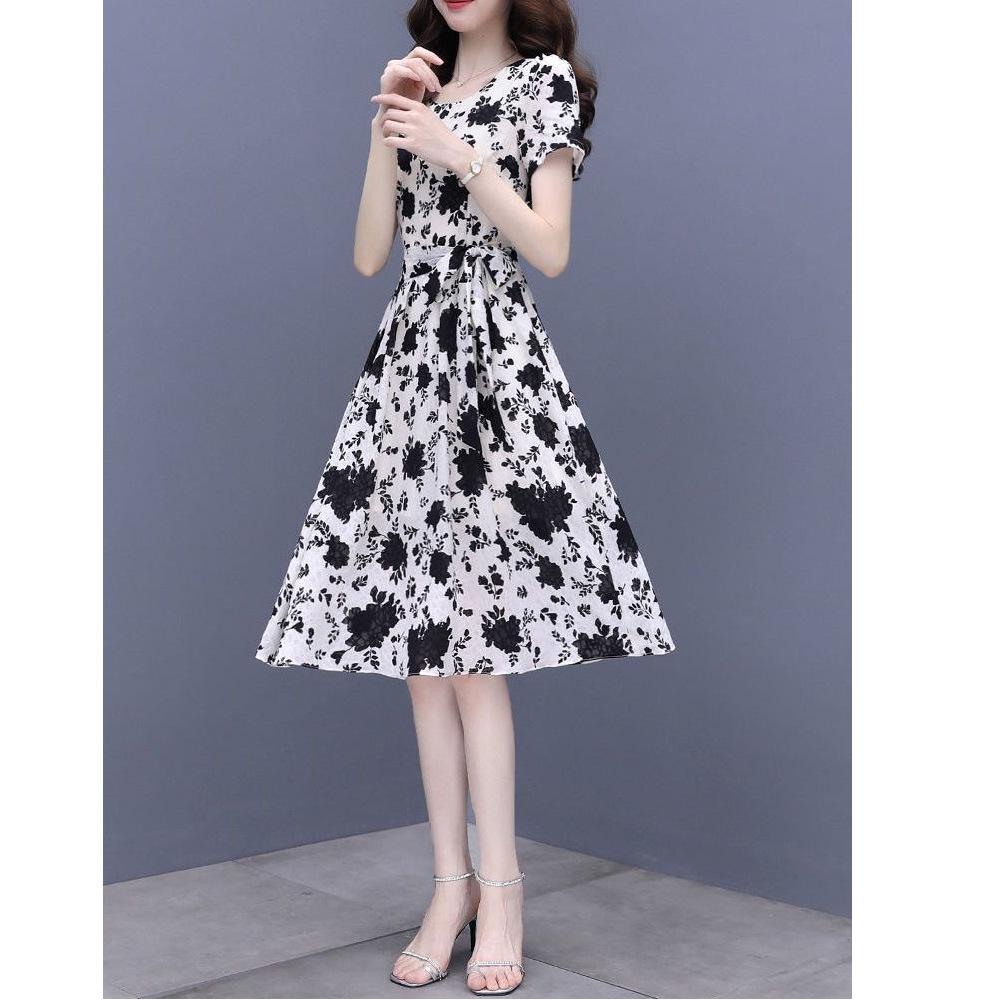 Floral Print Short Sleeve Dress for Petite Women