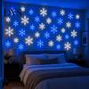 Easy Install Christmas Wall Art LED Snowflake Stickers, Lighted Decor, Self-Adhesive Non Marking Festive Window Stickers Winter with Remote