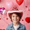 Wide Brim Red Heart Cowboy Cap Warmer Valentine's Day Party Hat Cool Cowgirls Top Hat  Fashion Show