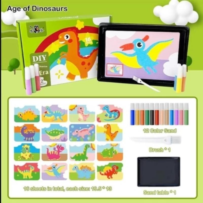 Educational Diy Sand Painting Kit—12 Colors For Kids' Art & Concentration