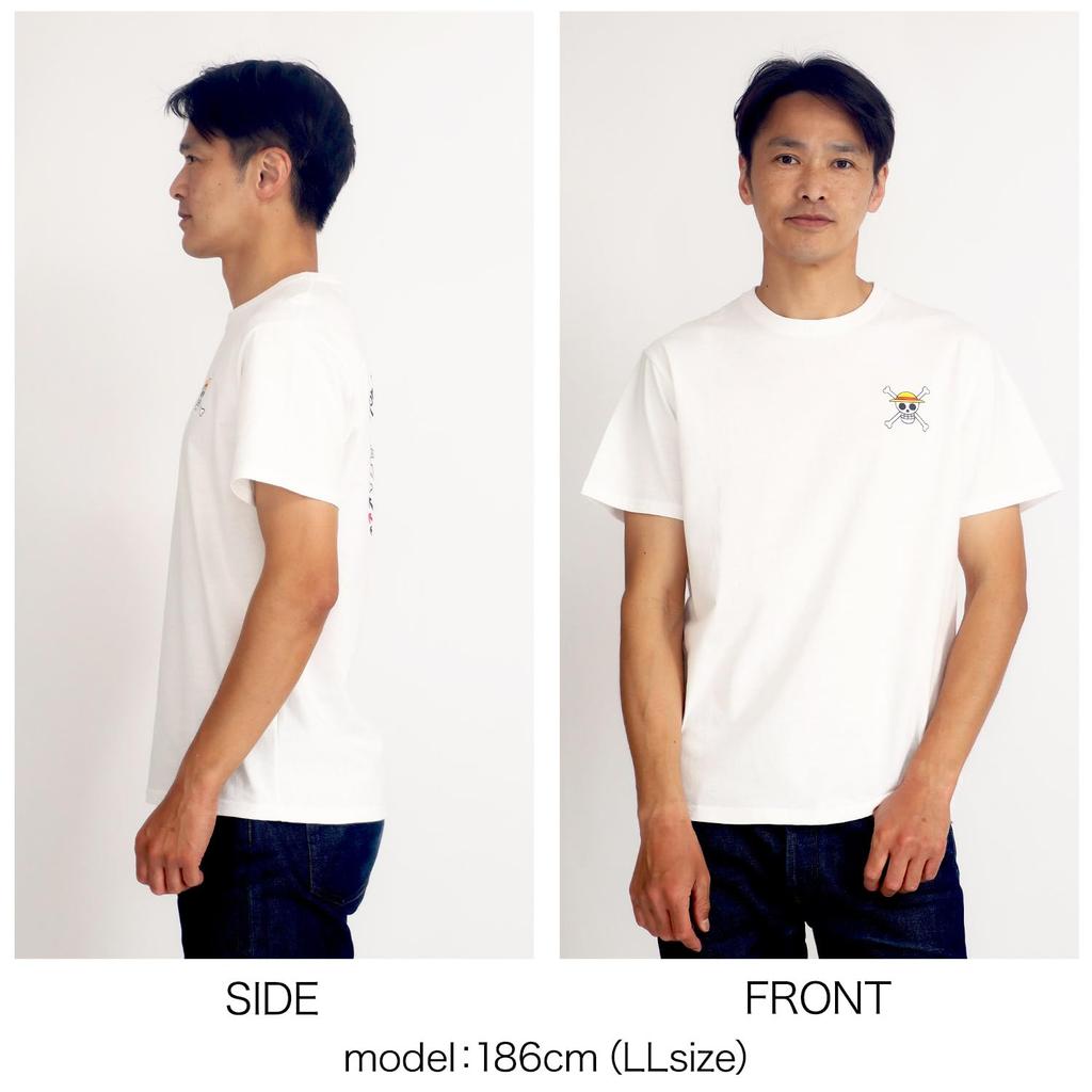 Airin ONE PICE Short Sleeve Luffy Size 572 Men's T-Shirt, White, M,