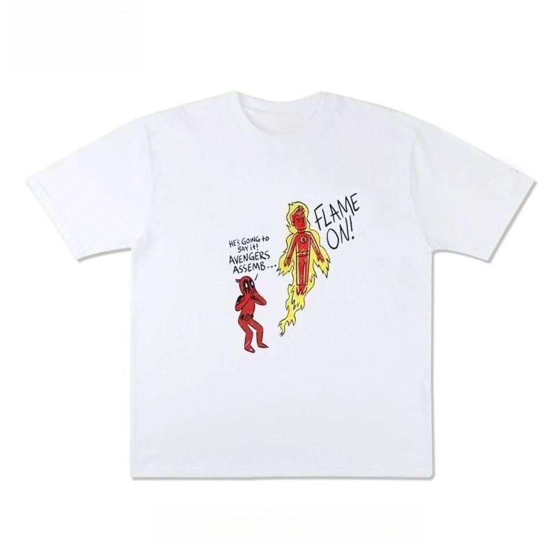 

2026 New Avengers Deadpool Fire Print Stylish Men s Casual Crew Neck Relaxed Short Sleeve T-Shirt 4XL