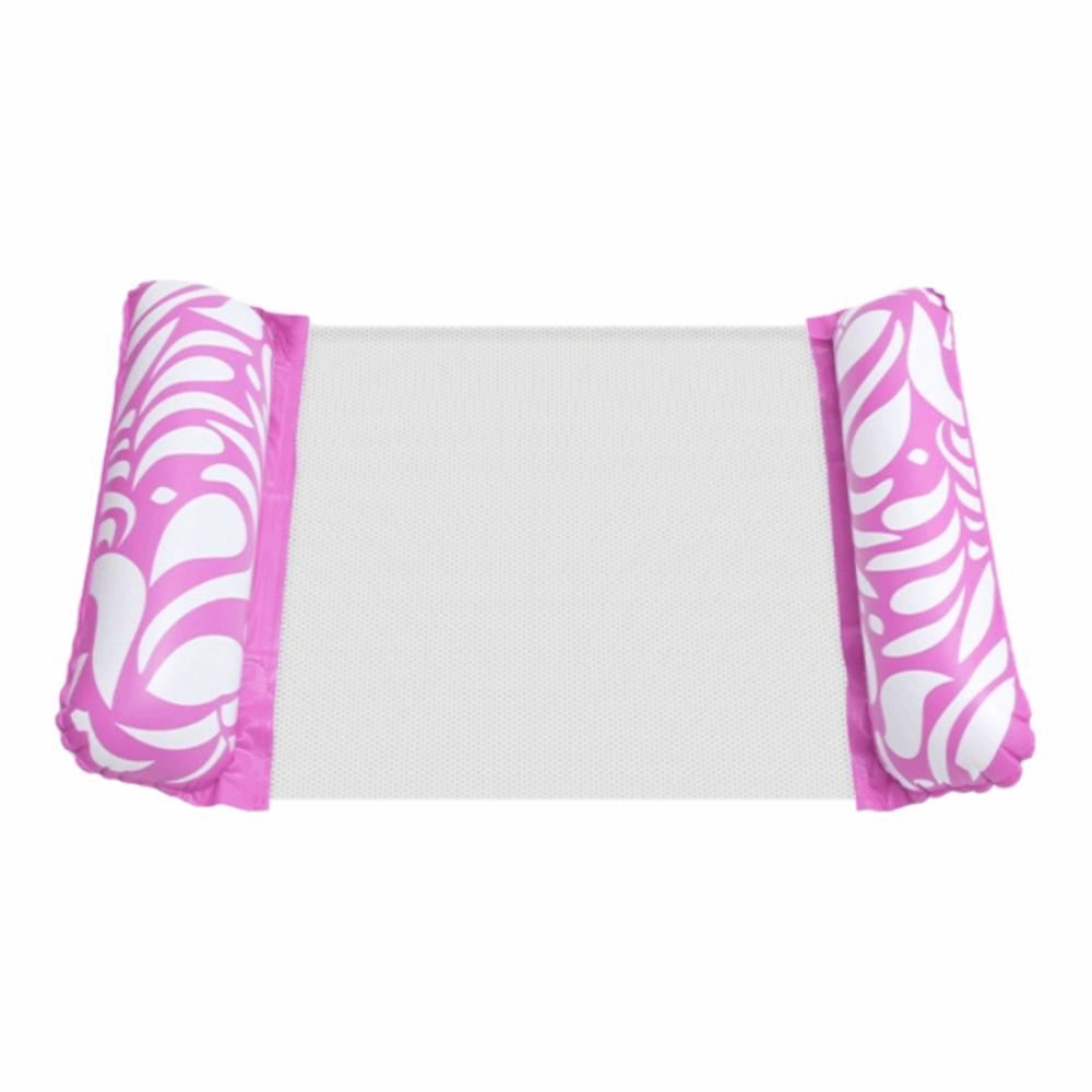 Portable Foldable Water Hammock with Net Backrest Floating Water Bed Inflatable Striped Swimming Pool Mattress Pool Party Toy
