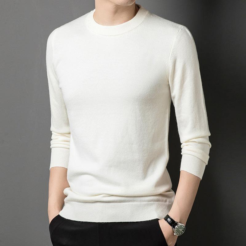 Spring and Autumn Men's Sweater Premium Sense Crew Neck Casual Versatile Business Men's Bottom T-Shirt