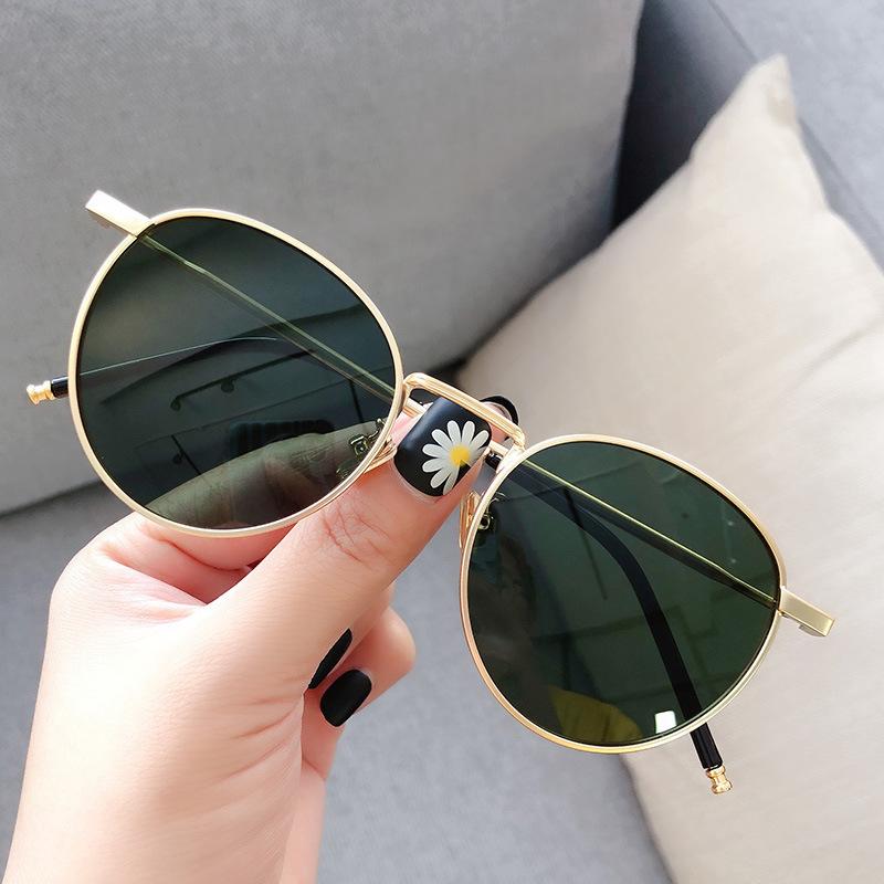 2024 Women's Fashion Trend Small Face Retro Street Photo Glasses Small Round Frame UV400 Metal Polarized Sunglasses