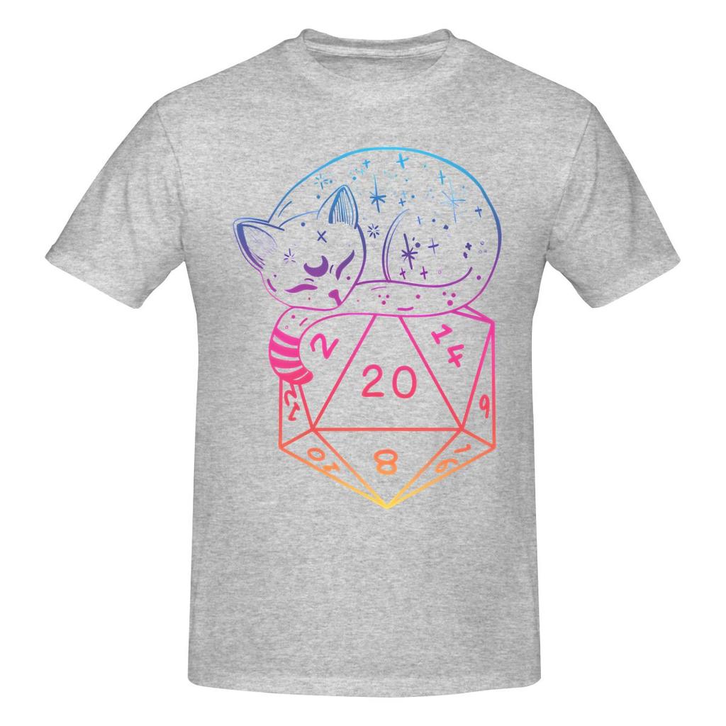 Funny D20 Cat Rainbow Dnd Dice Unisexs Printed Tshirt Unisex T Shirtshirt