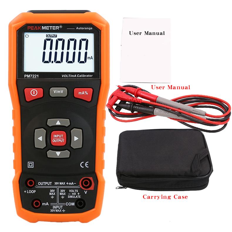 

PEAKMETER PM7221 Професійний цифровий калібратор Напруга постійного струму Струм Цифровий калібратор 0-10В 0-24мА Тестер напруги