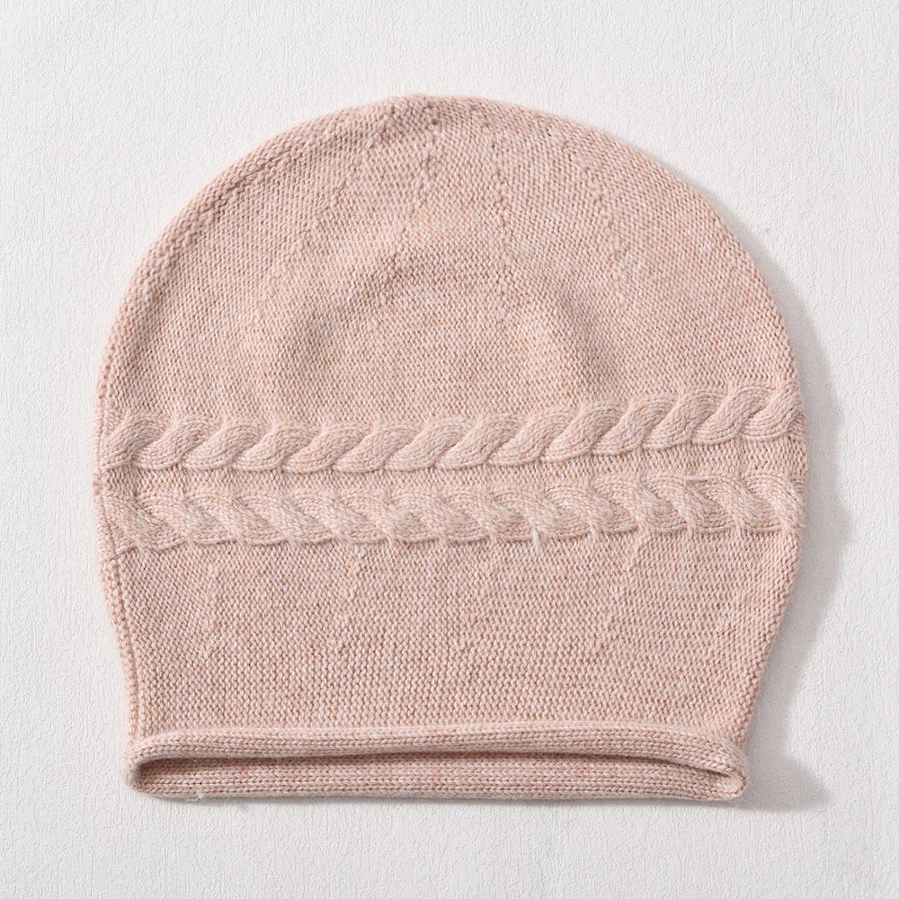 Solid color rabbit velvet twist knitted hat large curled edge soft waxy comfortable versatile warm wool hat